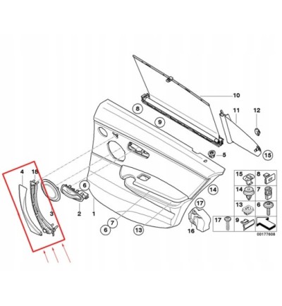 UCHWYT DRZWI KLAMKA PRAWA BMW 3 E90 E91 E92 E93