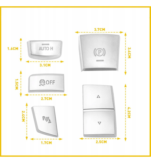 NAKŁADKI NA PRZYCISKI KONSOLI ŚRODKOWEJ BMW F01 F07 F10 F13 F25 F26 X3 X4